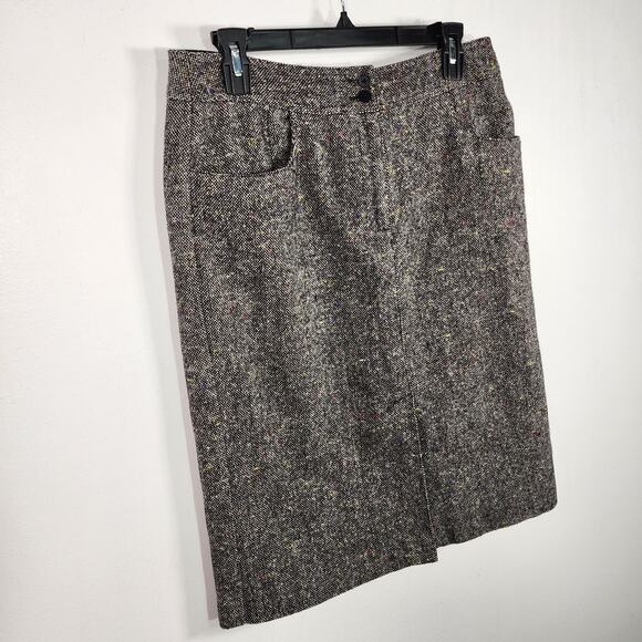 Vintage Talbots Women Wool Blend Tweed Pencil Midi Skirt Size 10 Pocket Academia - Picture 3 of 10